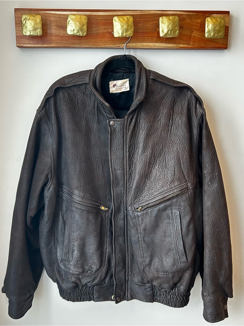 Soft Vintage Brown Leather Jacket - Size Large